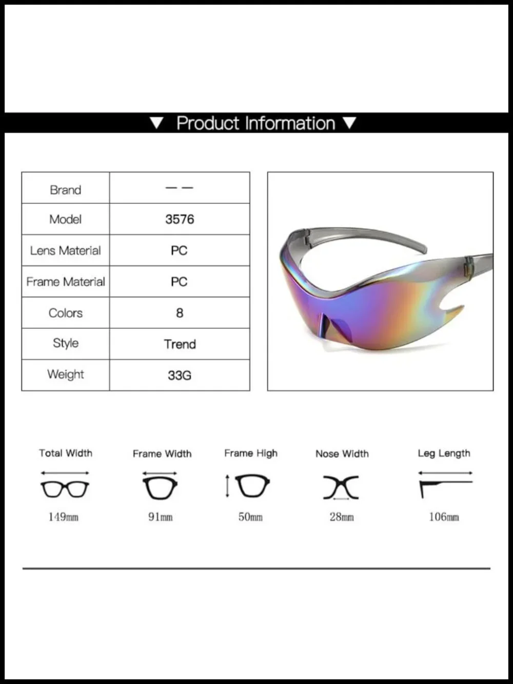Futuristic Wrap Around Shield Sunglasses Men Women UV Protection Comic Cosplay
